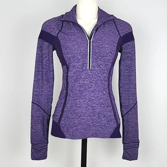Lululemon Run Inspire Pullover 1/2 Zip Heather Lolo Purple Long Sleeves Size 6 - Picture 2 of 14